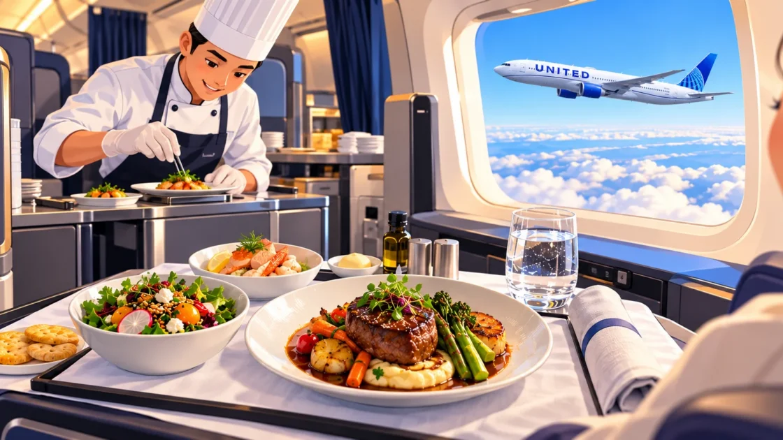 United Airlines Hadirkan 30 Menu Baru di Kelas Polaris
