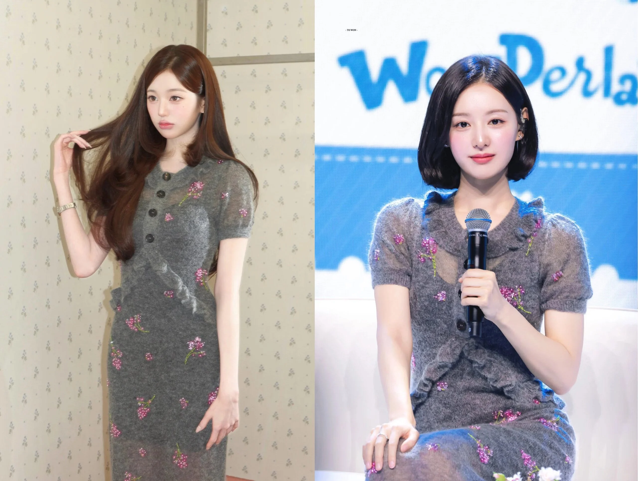 Jang Won-young dan Kim Ji-won Pakai Gaun yang Sama
